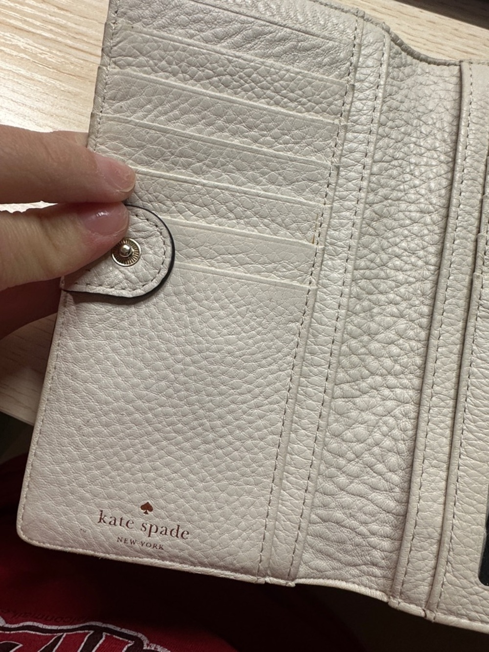 kate spade blue leather bow continental wallet with cream accent - Picture 4 of 6